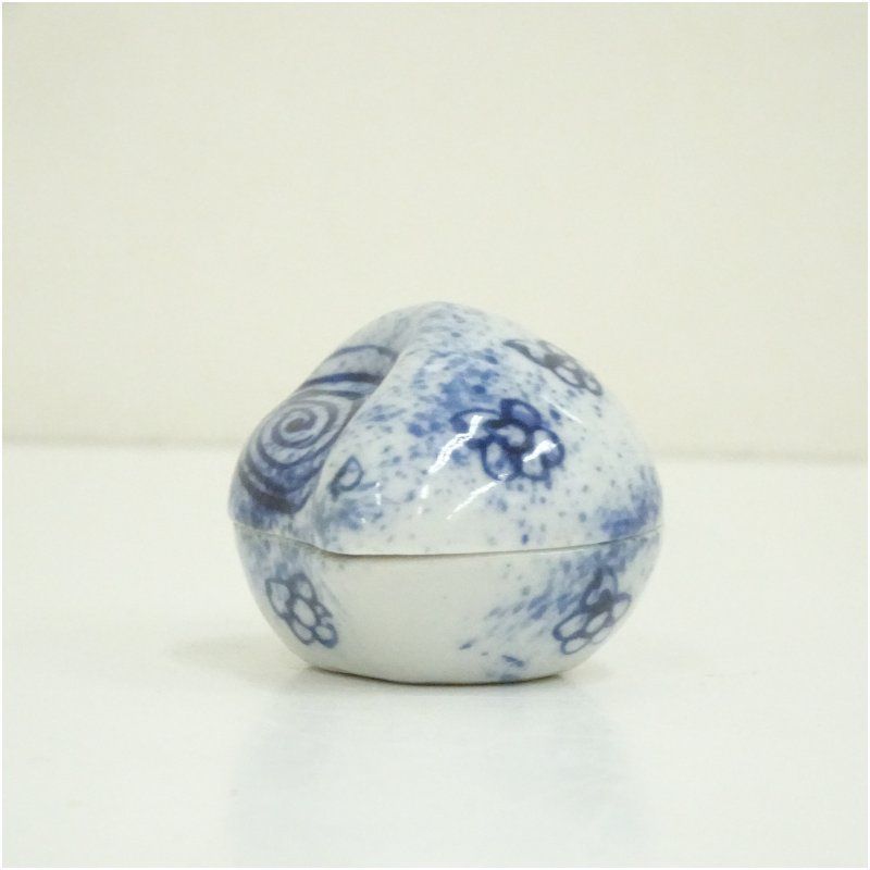 京焼 高野昭阿弥造 染付横貝香合（共箱） 茶道具 茶道 香道 香道具