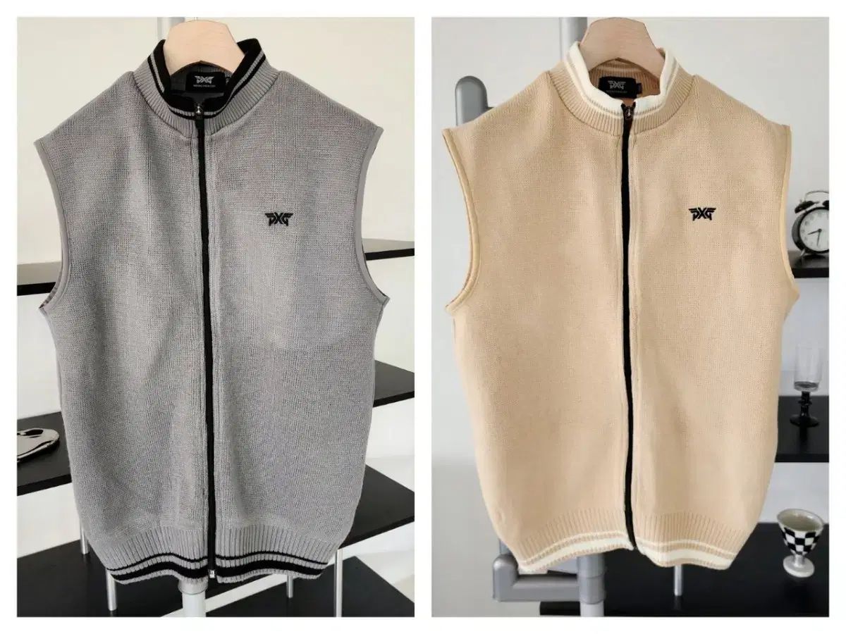 pxg しぼり バン ニット ジップアップ ベスト