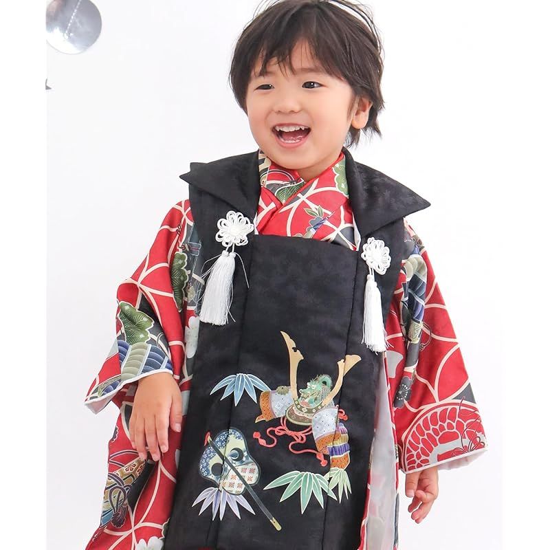 KYOETSU キョウエツ 七五三 3歳 着物 男の子 被布 フルセット しちごさん 15.深紅七宝太刀 90-100cm 0