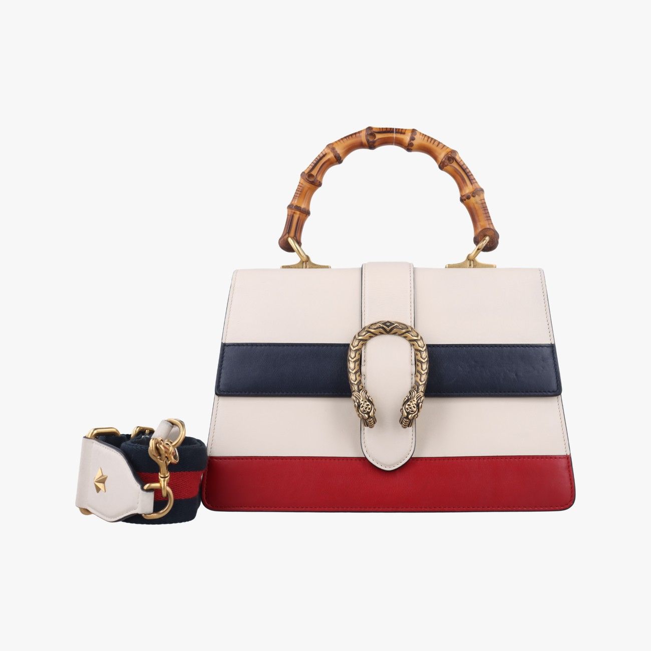 グッチGucciディオニュソス ホワイト×ネイビー×レッド レザー 448075 H021186980