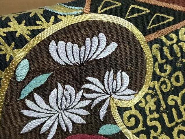 平和屋着物□極上 児島廣和 アトリエ 聖jin苑 太鼓柄袋帯 駒刺繍 紬地  