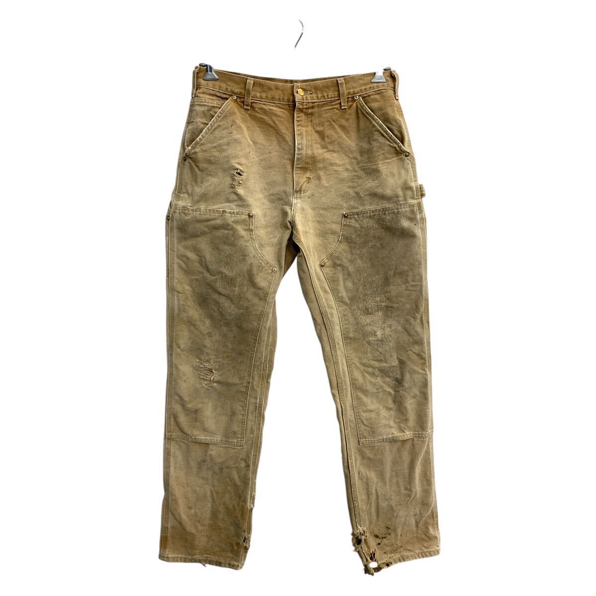 Carhartt ワークパンツ W33 カーハート ダブルニー ブラウンベージュ