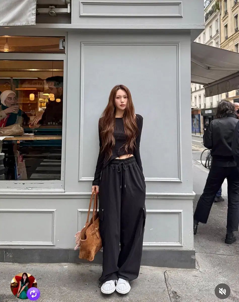 マリマーケット カーゴ ワイドパンツ ブラック ロング マリ