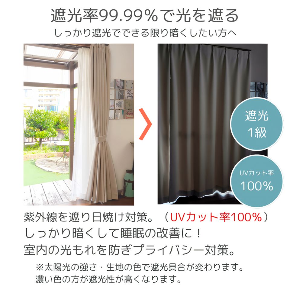 1級遮光 カーテン 4枚セット 遮光カーテン 2枚 + レースカーテン 2枚 7