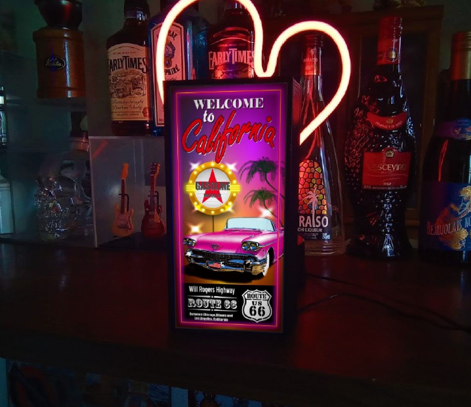アメリカン アメ車 ルート66 コーヒー カフェ サイン 置物 LED電光看板