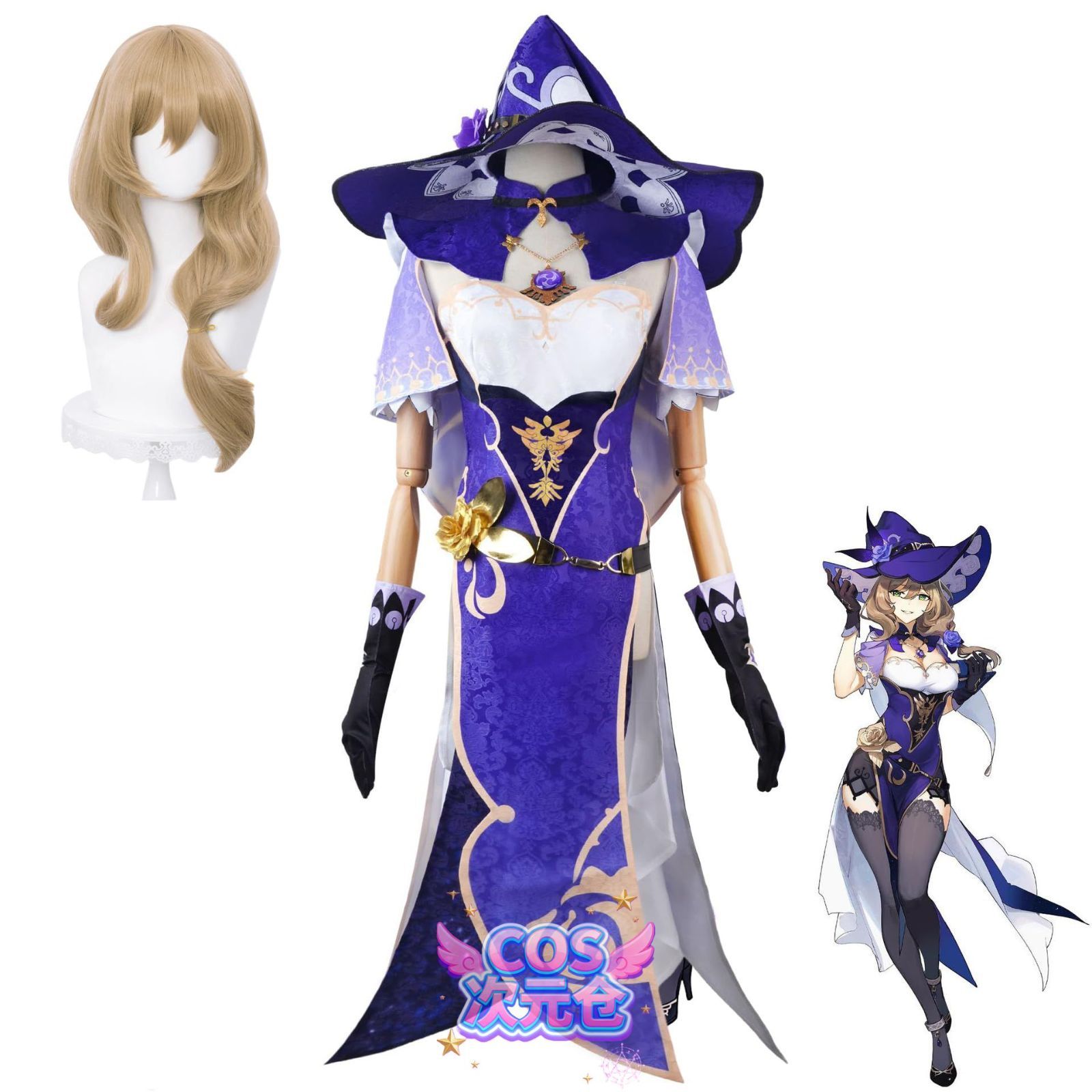 リサ ウイッグ コシャンズ 原神 モンド コスプレ衣装 コスチューム服 仮装 イベント ハロウィン クリスマス 文化祭 変身 ステージ服