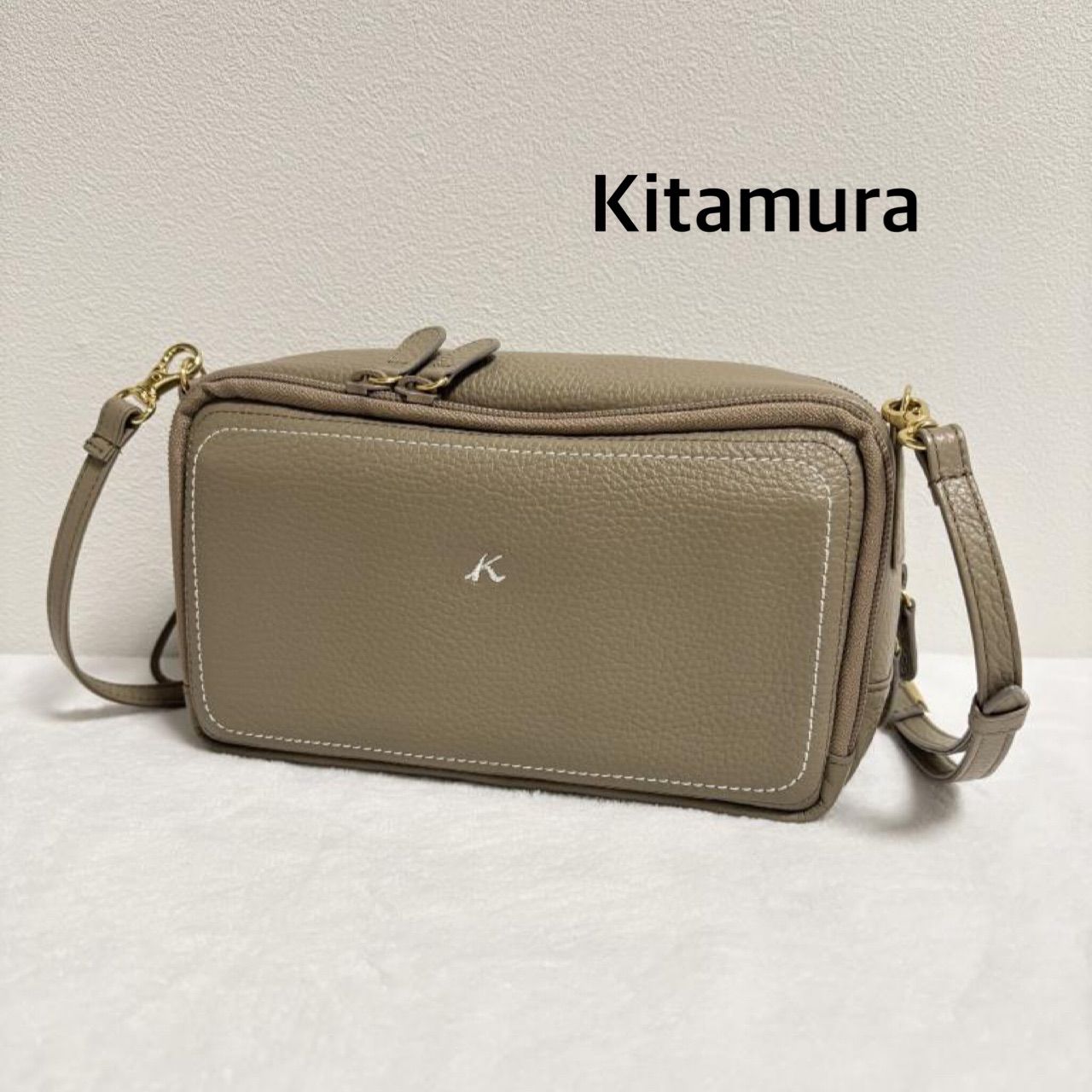 ☆Kitamura キタムラ お財布ショルダーバッグ ベージュ 定価35,000円 