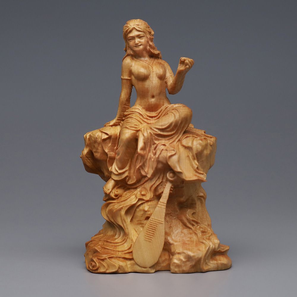 極品 木彫り 女神 ヌード 美少女 裸婦像 女性像/彫刻工芸品/手作り 