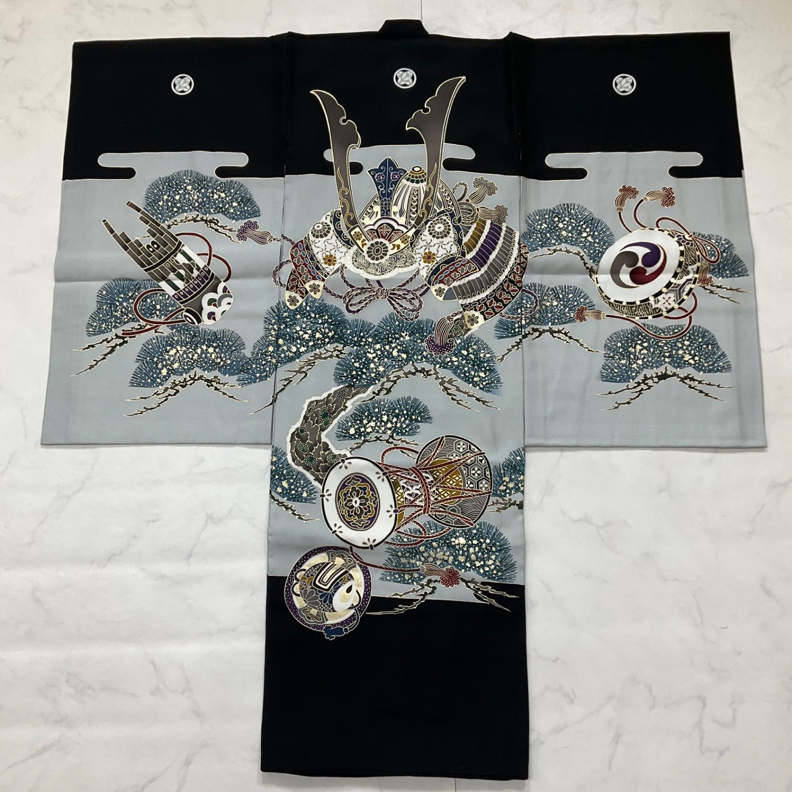 七五三 着物　産着　男の子　美品　襦袢付き ◇kimono+one◇美品◇産着◇お宮参り◇正絹◇襦袢付き◇五つ紋