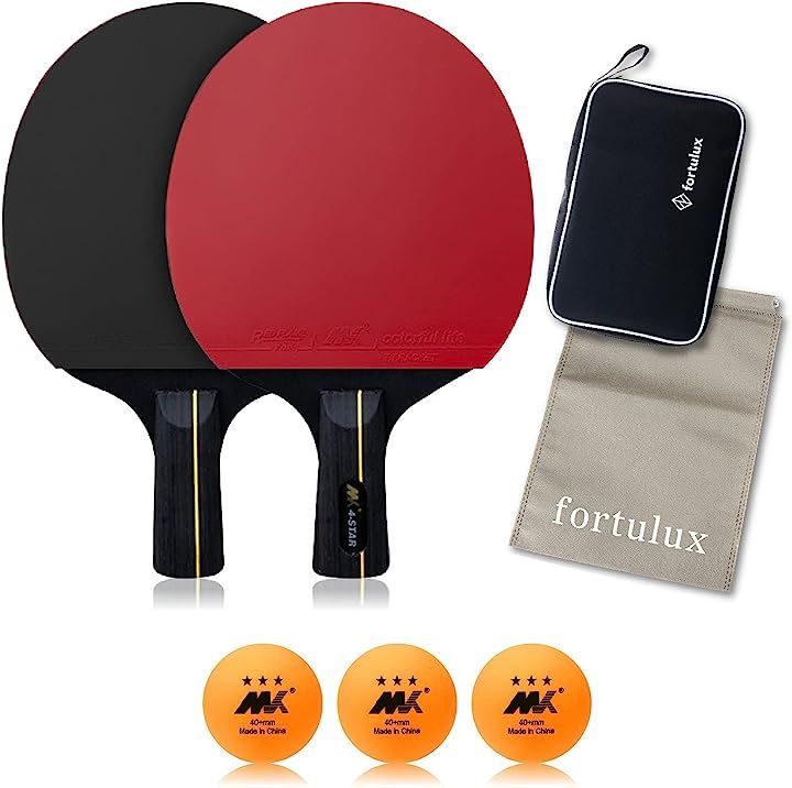 fortulux 卓球 ラケット セット 2本 ネット ケース ボール 初心者 