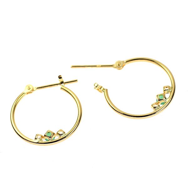 K18YG エメラルド ホワイトトパーズ ピアス フープ - メルカリ 