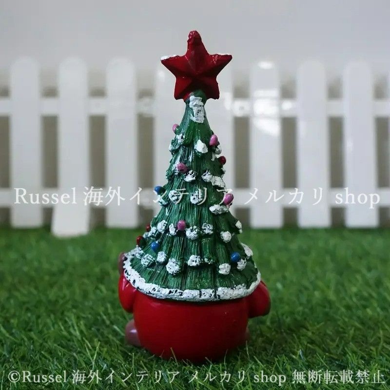 かわいい クリスマス オブジェ ハートのクリスマスツリーとサンタさん