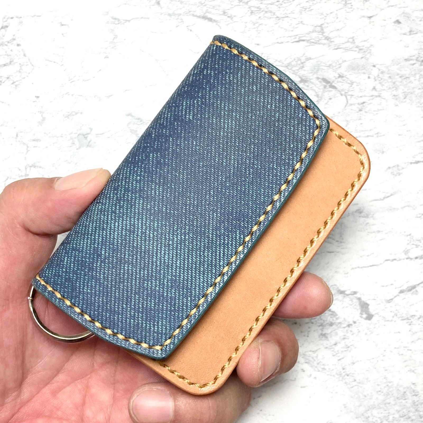 本革 ミニ財布 瀬戸内レザー コンパクト財布 青 小さい財布 メンズ レディース 本革 ミニ財布 瀬戸内レザー 小さい財布 キーリング付き コンパクト