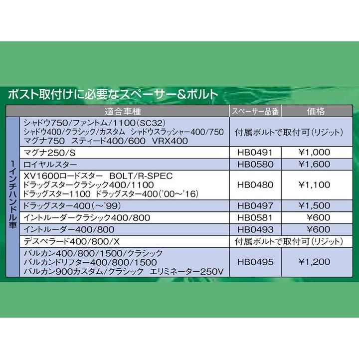 ロードスター1600/XV1600(99-01/VP12J)用 ドラッグポスト(ベーシック4インチ/メッキ) ｜ハリケーン