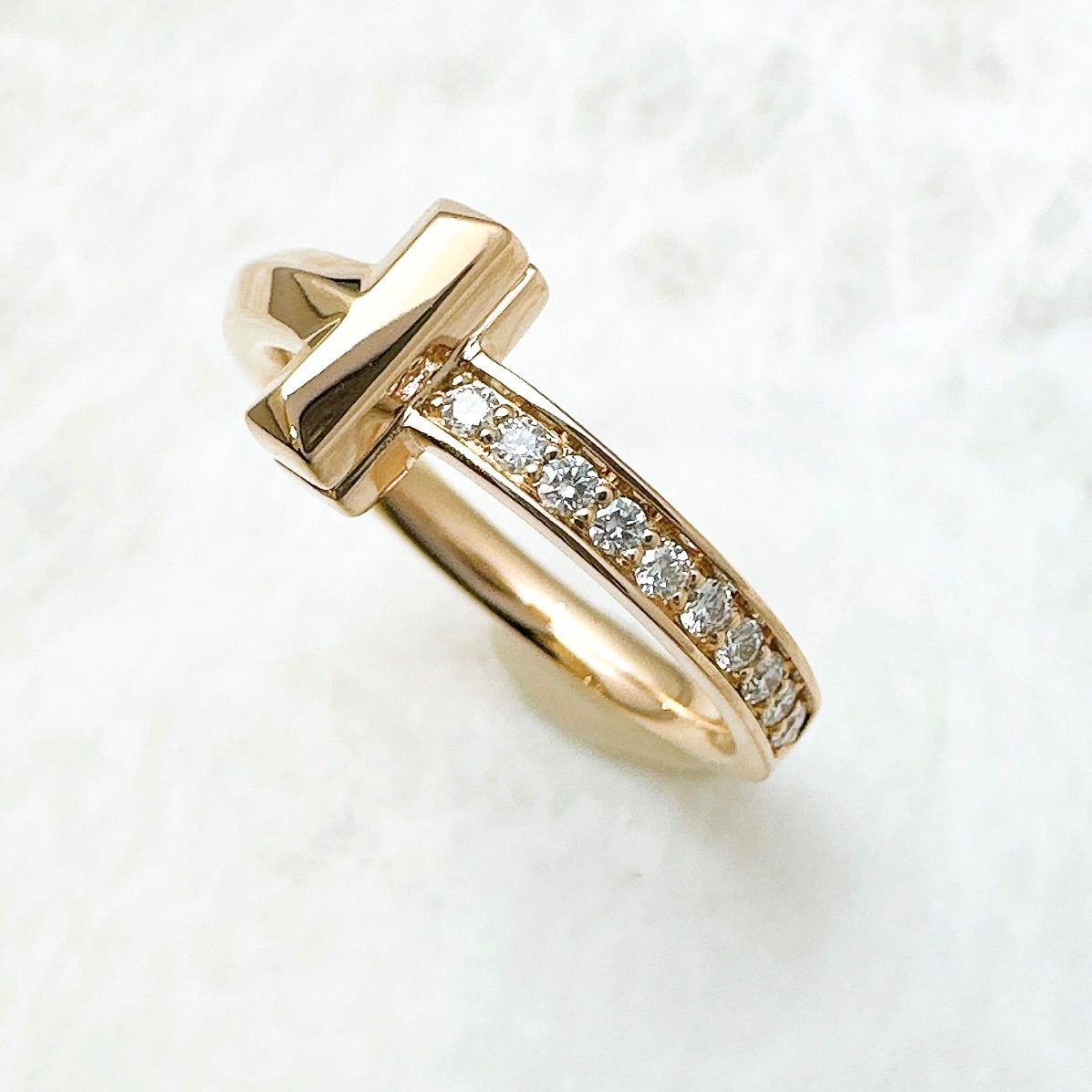 人気 Tiffany＆Co. Tワン ダイヤモンド ピンクゴールド リング 約8.5号 U