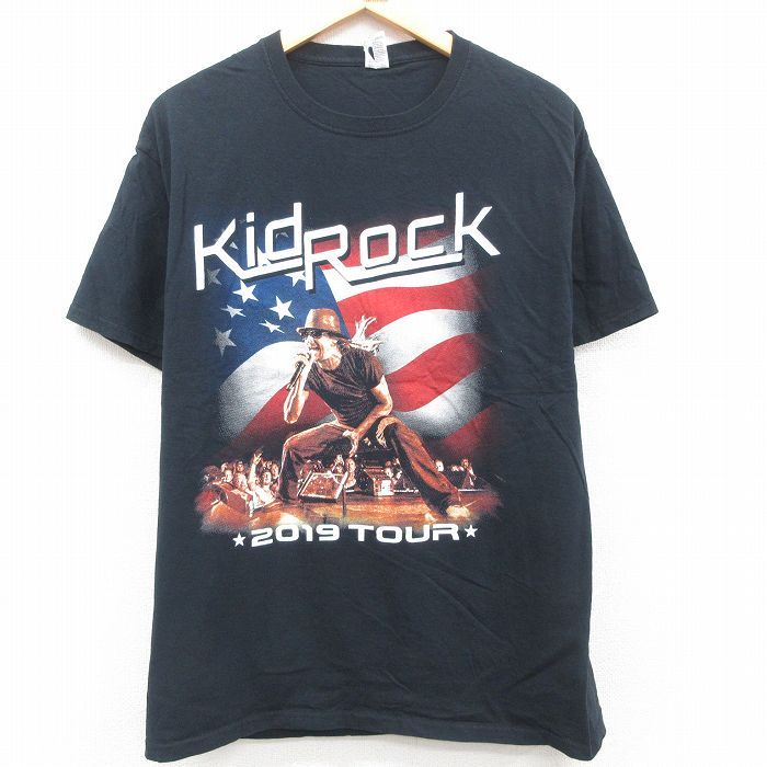 L/古着 半袖 ロック バンド Tシャツ メンズ キッドロック コットン クルーネック 黒 ブラック 23mar18 中古