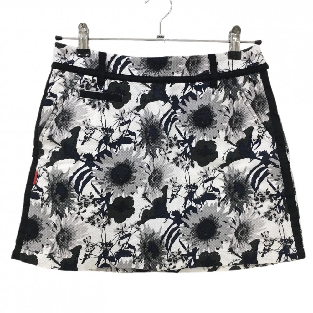 マスターバニー スカート 白×グレー 花柄 内側インナーパンツ