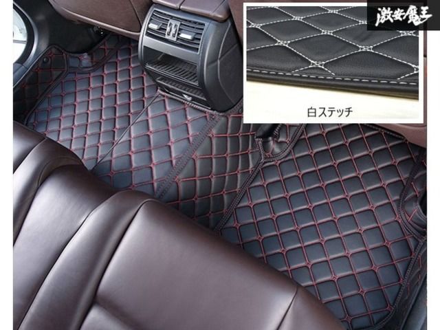 社外 フロアマット トヨタ ノア 80系 R8# 後期 2018~21年 6p 黒ベース ダイヤキルト 白ステッチ 防水 防汚 新品 在庫有り! アウトレット