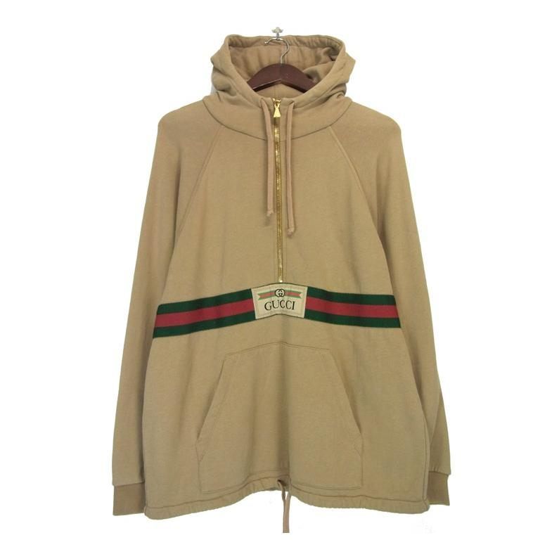 グッチ GUCCI ウェブ＆GUCCI ラベル付き ハーフジップ プルオーバー グッチ GUCCI ウェブ＆GUCCI ラベル付き ハーフジップ プルオーバー