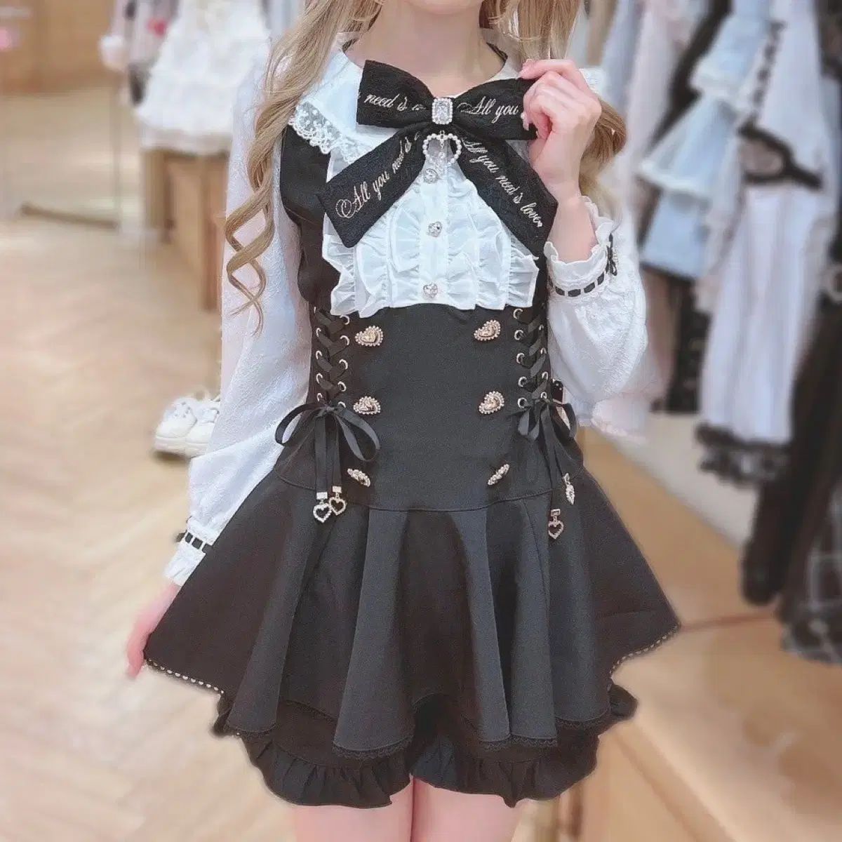LIZLISA LIZ LISA (リズリサ) メッセージ リボン セットアップ
