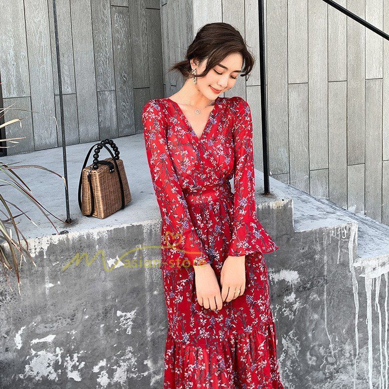 ワンピース レディース ロングワンピース きれいめ 花柄
