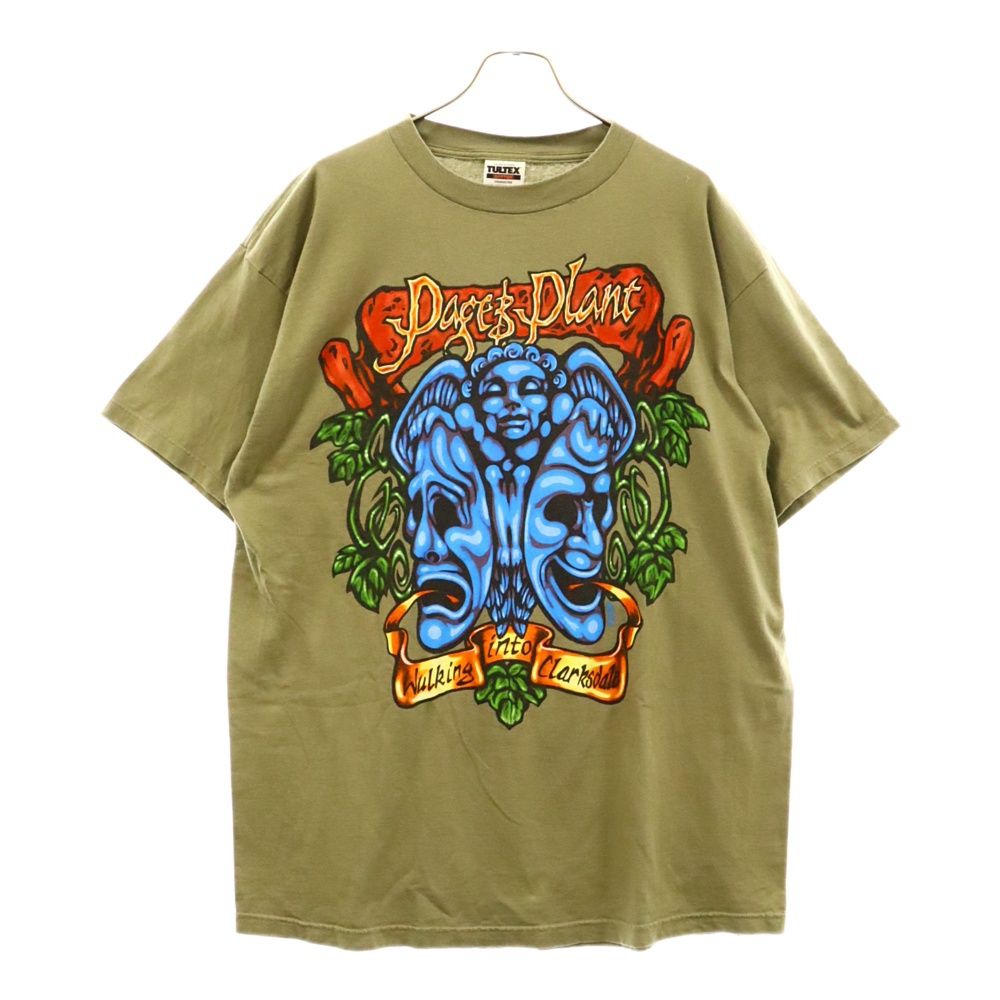 VINTAGE (ヴィンテージ) 90s Jimmy Page u0026 Robert Plant 1998 TEE ジミー・ペイジu0026ロバート・プラント 両面プリント半袖Tシャツ カットソー カーキ