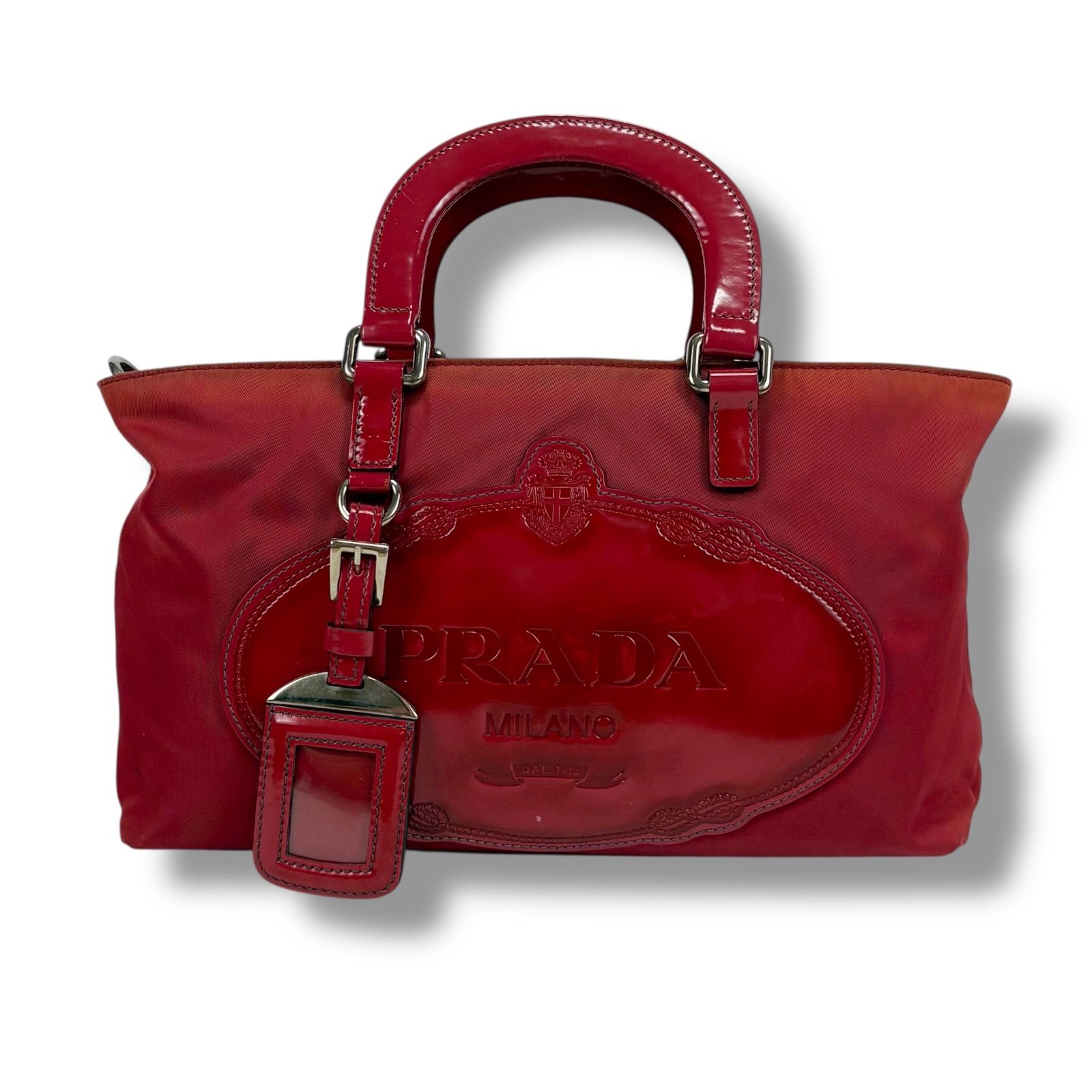 PRADA カナパS ミニトート 2way ショルダーバッグ レッド キャンバス PRADA カナパS ミニトート 2way ショルダーバッグ レッド キャンバス