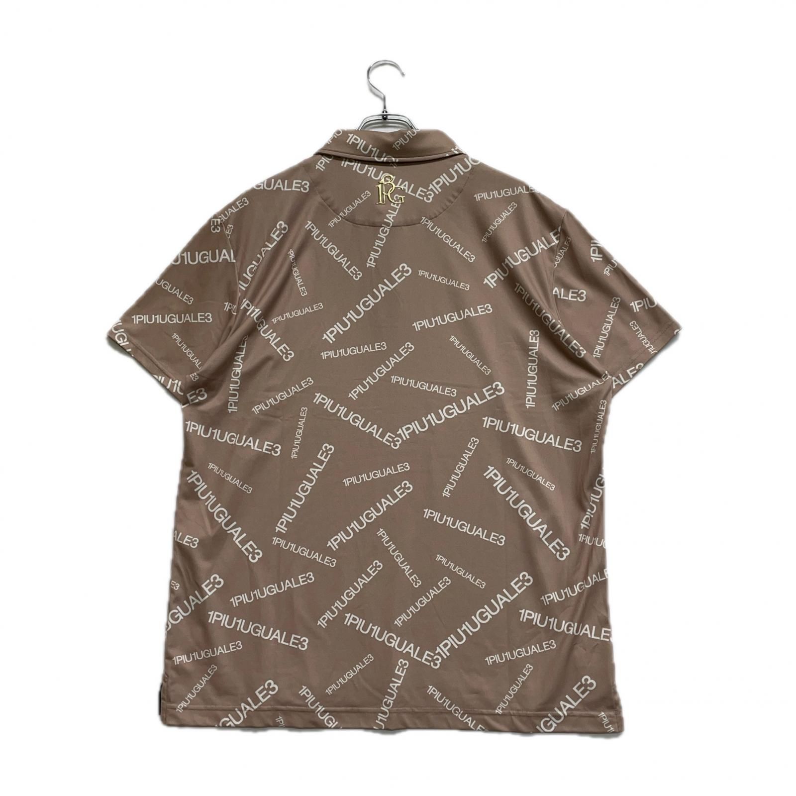 メンズ ウノピュウノウグァーレトレ 1piu1uguale3 半袖ポロシャツ 6 LL ベージュ系 ランダムロゴ総柄 ストレッチ