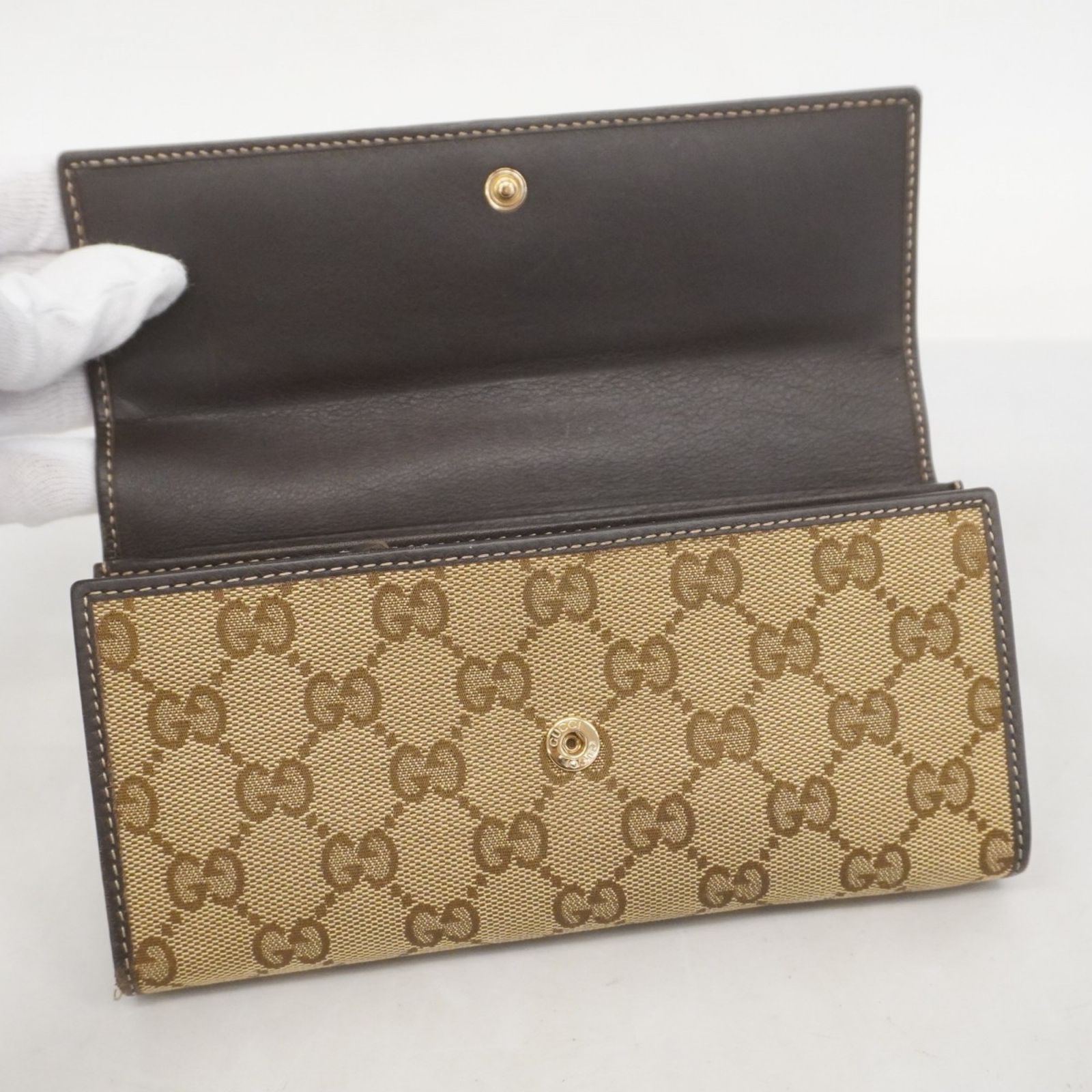 GUCCI 茶色　レザー 長財布 限界価格・送料無料・良品】GUCCI・グッチ・長財布・二つ折り