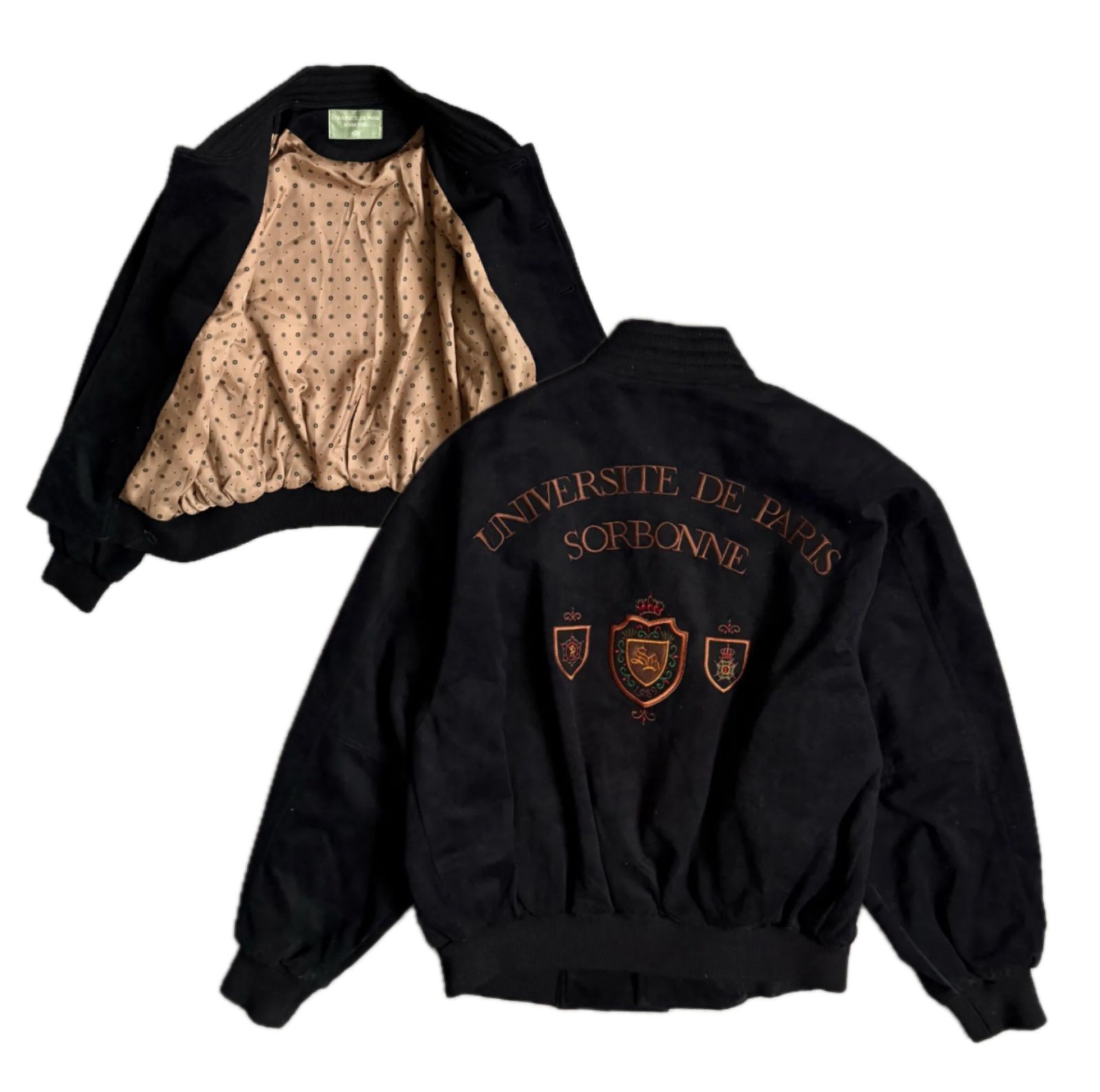 90sジャパンヴィンテージ 刺繍ワッペン カレッジブルゾン バー