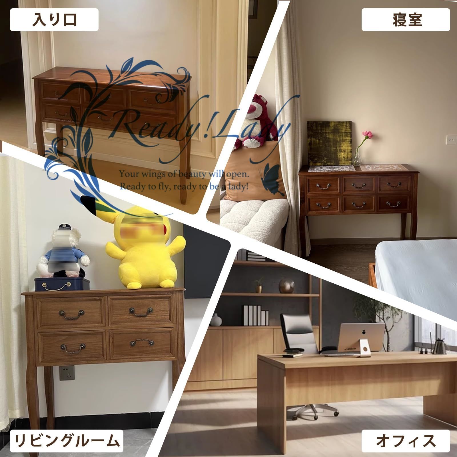 LA CASE　ラカーサ　木製　オーバル型　コンソールテーブル　引き出し付き LA CASE ラカーサ 木製 オーバル型 コンソールテーブル 引き出し付き