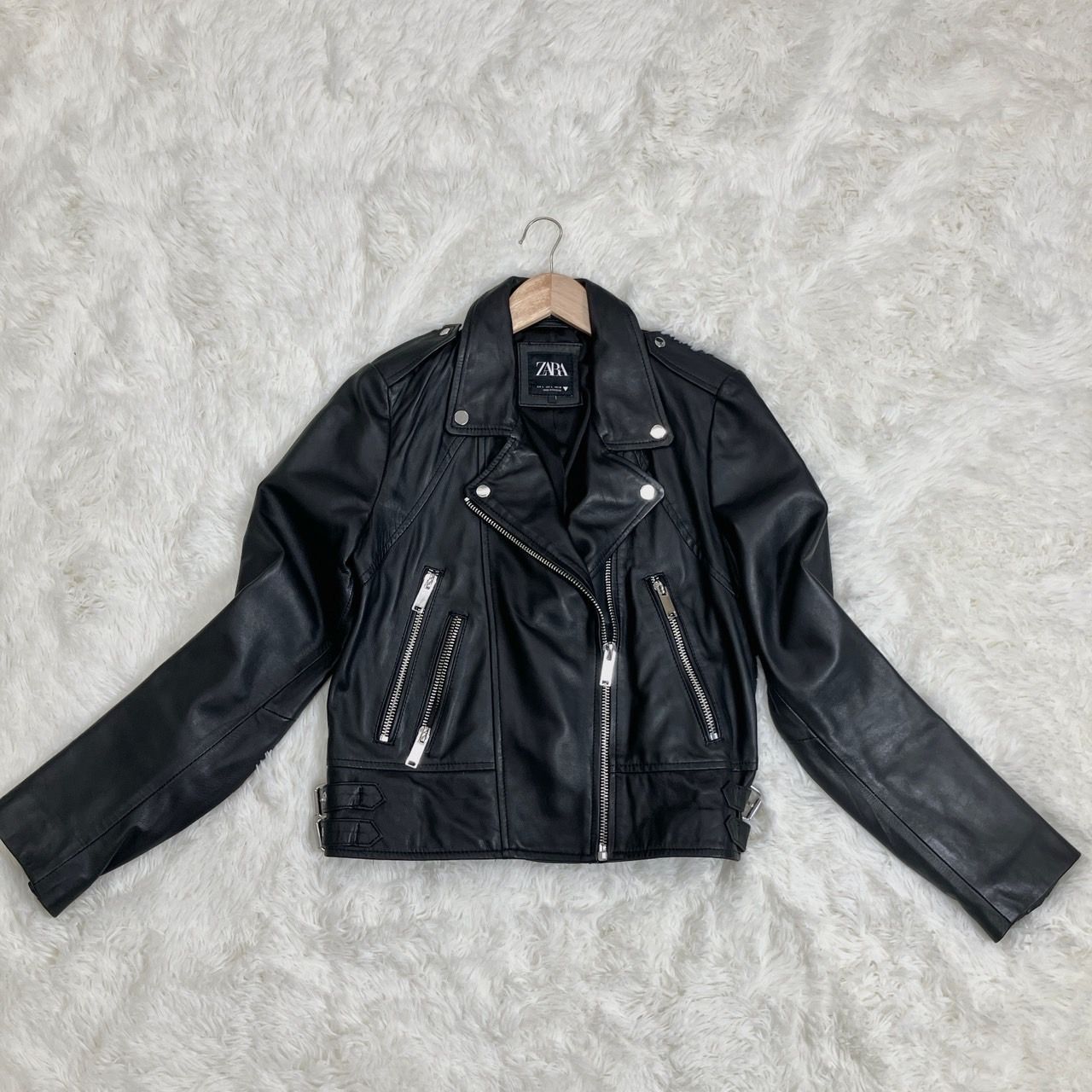 ZARA ダブルライダースジャケット ブラック サイズ：L （ザラ） ZARA 