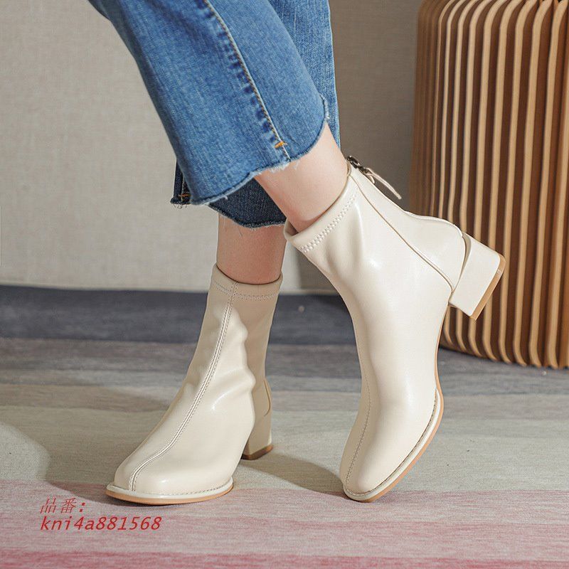 サイドブーツ チェルシー 太ヒール チャンキーヒール 黒大きいサイズ レディース ショート 秋 袴疲れにくい 冬 ブーツ アンクルブーツ 裏起毛 kni4a881568