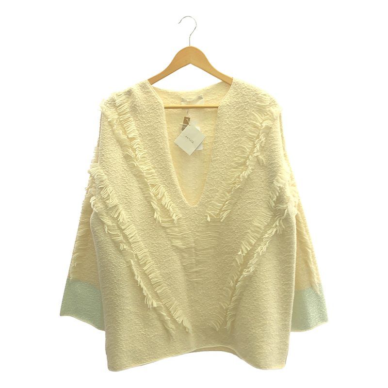 【新品】  enrica / エンリカ | ウール ジャガード フリンジ ニット | F | アイボリー | レディース 新品】 enrica / エンリカ | ウール ジャガード フリンジ ニット | F