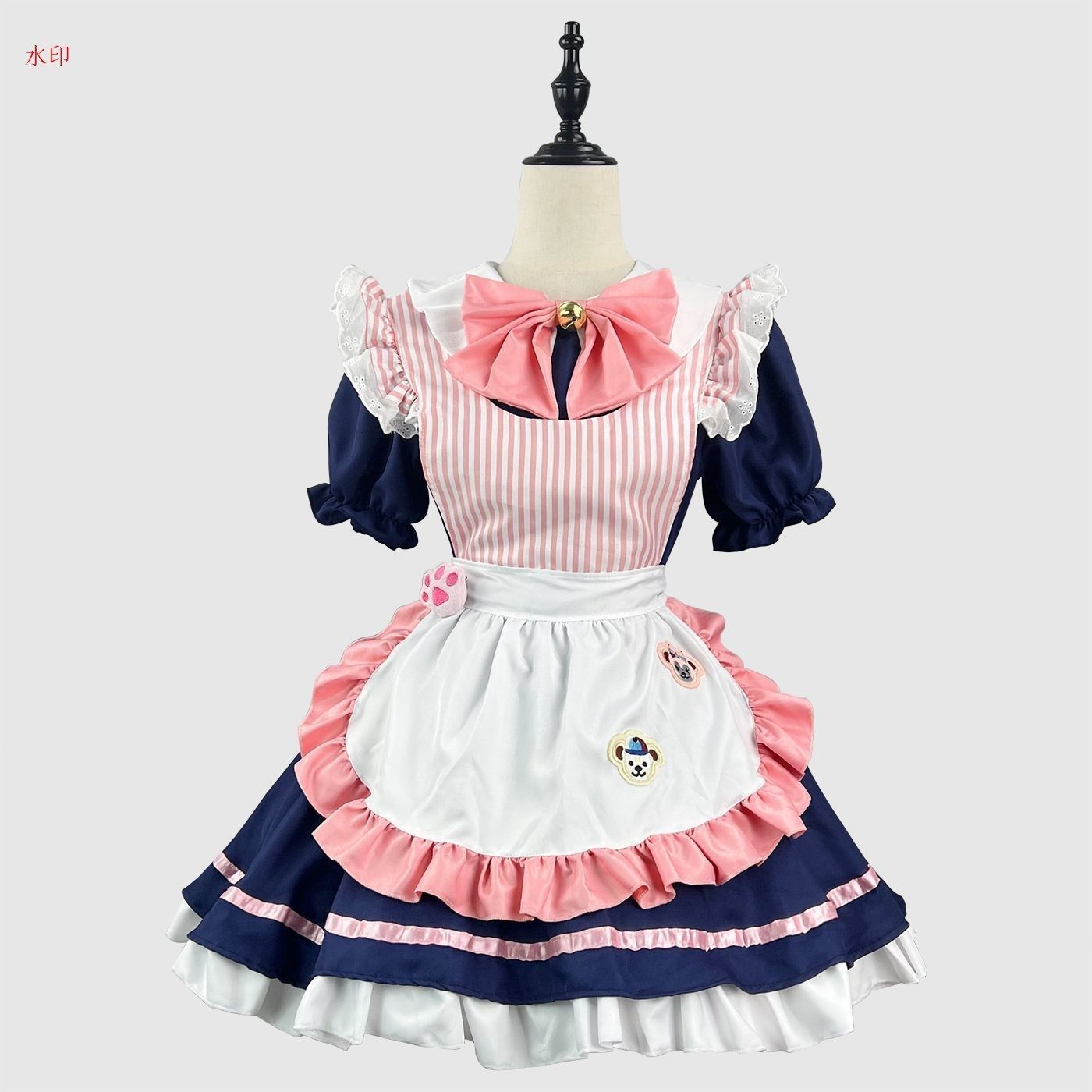 メイド服 コスプレ ロリータ ハロウィン コスプレ衣装 コスチューム ゴスロリ ドレス ワンピース 仮装 レディース クリスマス イベント 学園祭 文化祭 日常 ファッション おしゃれ 刺?あり ネイビー