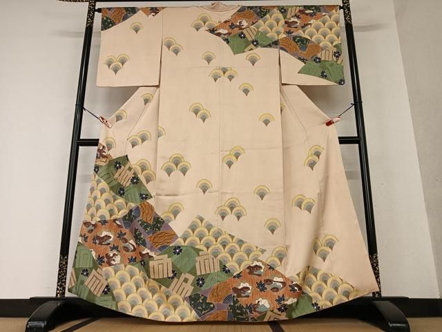 平和屋着物○訪問着 舞扇花青海波 源氏香 金彩 正絹 逸品 AAAY0257zg  