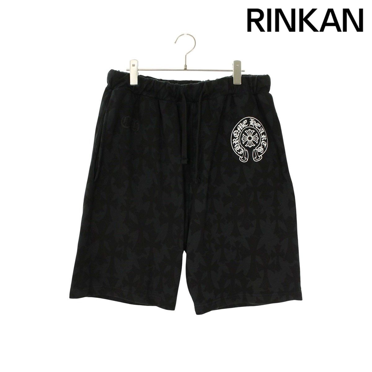 クロムハーツ SWEAT HLF PANTS セメタリークロス総柄スウェットハーフパンツ メンズ M