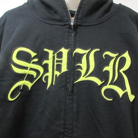 サプライヤー×エコシス コラボ SKULL FULL ZIP HOOD スカル フルジップ フーディー パーカー 大きいサイズ XL 長袖 裏毛 ロゴ 刺? 黒 SUPPLIER×ECOSYS サプライヤー×エコシス コラボ SKULL FULL ZIP