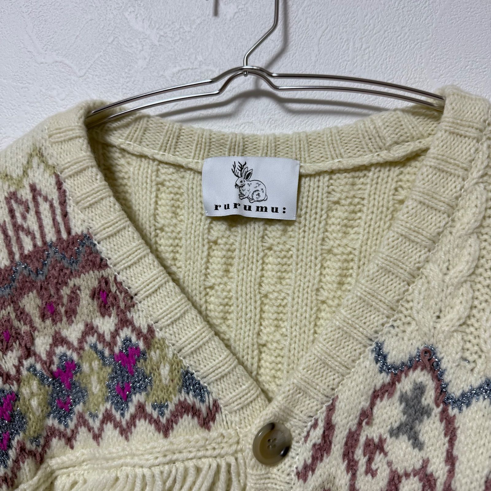 縷縷夢兎 ルルムウ フリンジカーディガン アイボリー - メルカリ