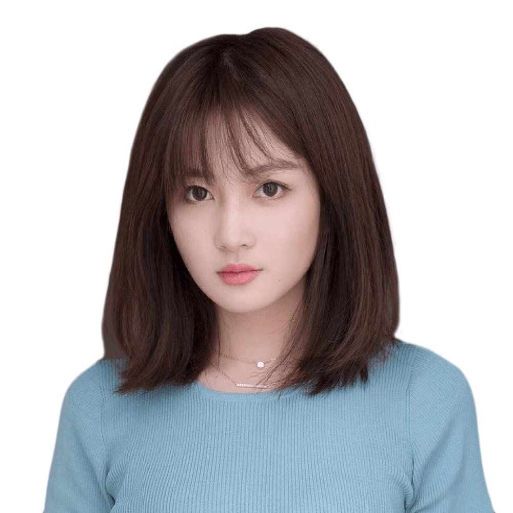 ボブ つむじ手植え 小顔 ストレート セミロング 医療用 ミディアムヘア レディース 女性用 人毛フルウィッグ かつら 空気感 自然 YXO wig ネット付き カツラ