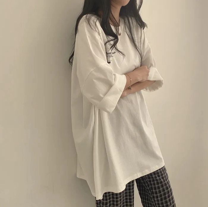 Tシャツ レディース 半袖 韓国風 夏 ロング おしゃれ トップス ストライプ 半袖tシャツ 綿麻 きれいめ 薄手 ゆったり カジュアル 大きいサイズ 大人 着痩せ img_5e326e617387b21c6285663814