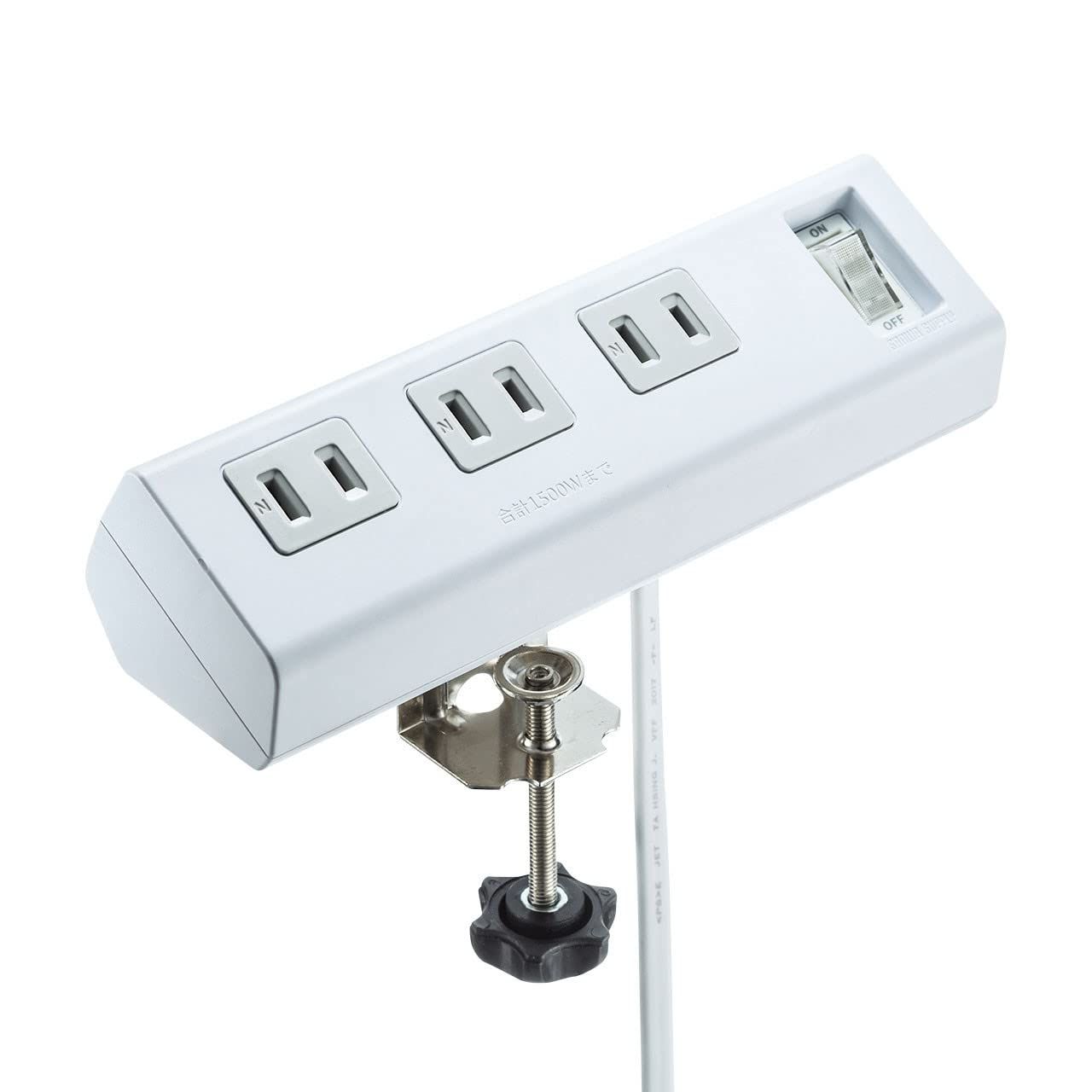 サンワサプライ 便利タップ ホワイト (クランプ固定式) 2P6個口 TAP-B53W [単品] [2) 6個口(2P)]