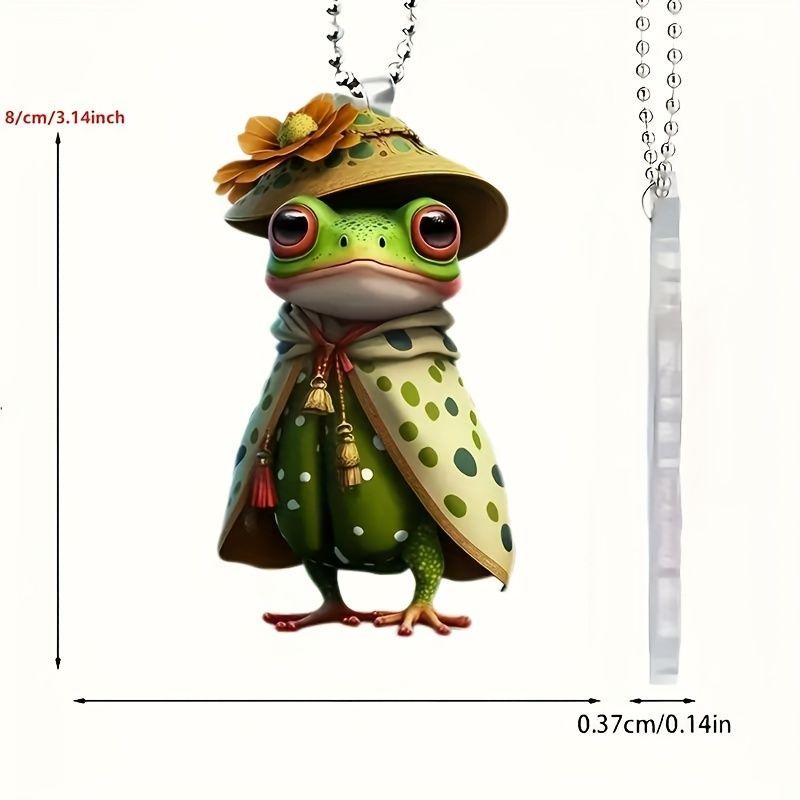 キーホルダー カエル 旅人 可愛い 2D アクリル 8cm おしゃれな蛙