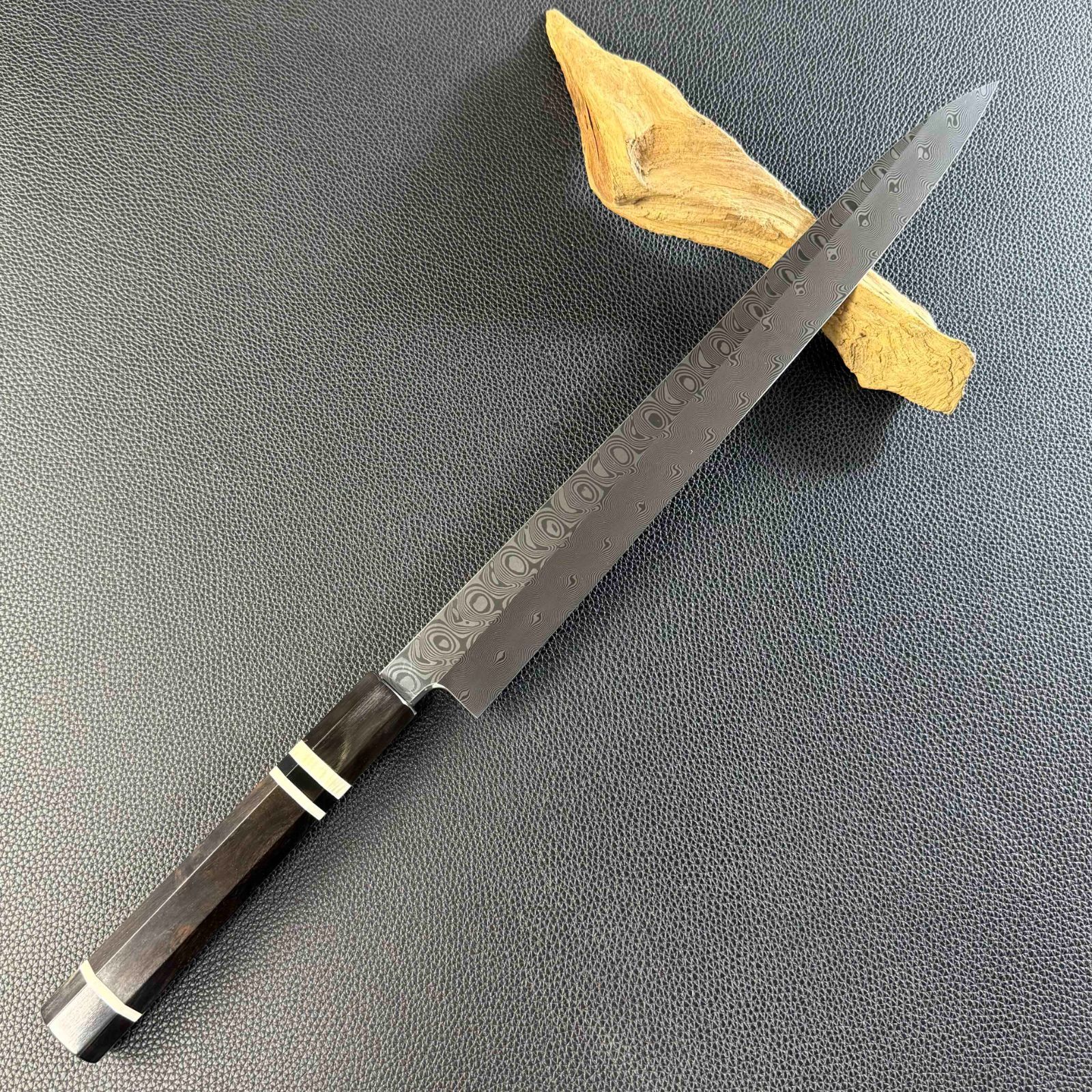 鞘付き 270mm 切付柳刃包丁 本牛角黒檀八角柄 刺身包丁 全鋼 和包丁