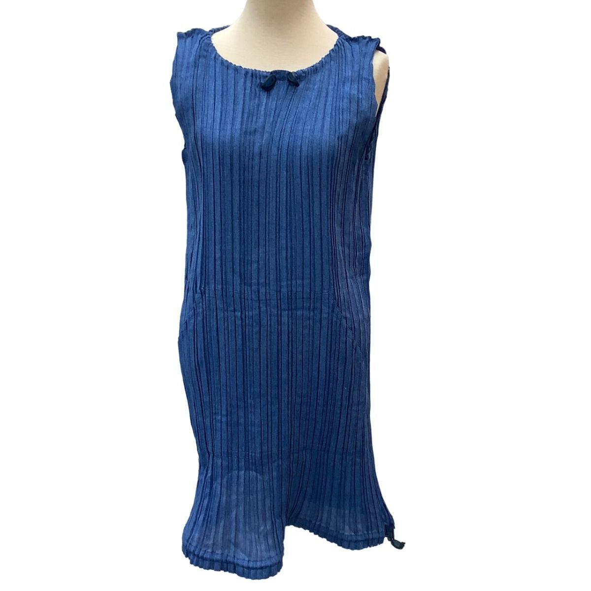 ミーバイイッセイミヤケ ノースリーブチュニック PLEATS PLEASE ISSEY MIYAKE - PLEATS PLEASE WAVE PURPLE BLUE