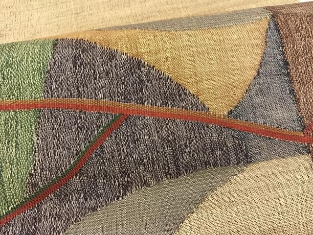 平和屋着物◎六通柄袋帯 幾何学文様 正絹 逸品 未使用 BAAV3525hv