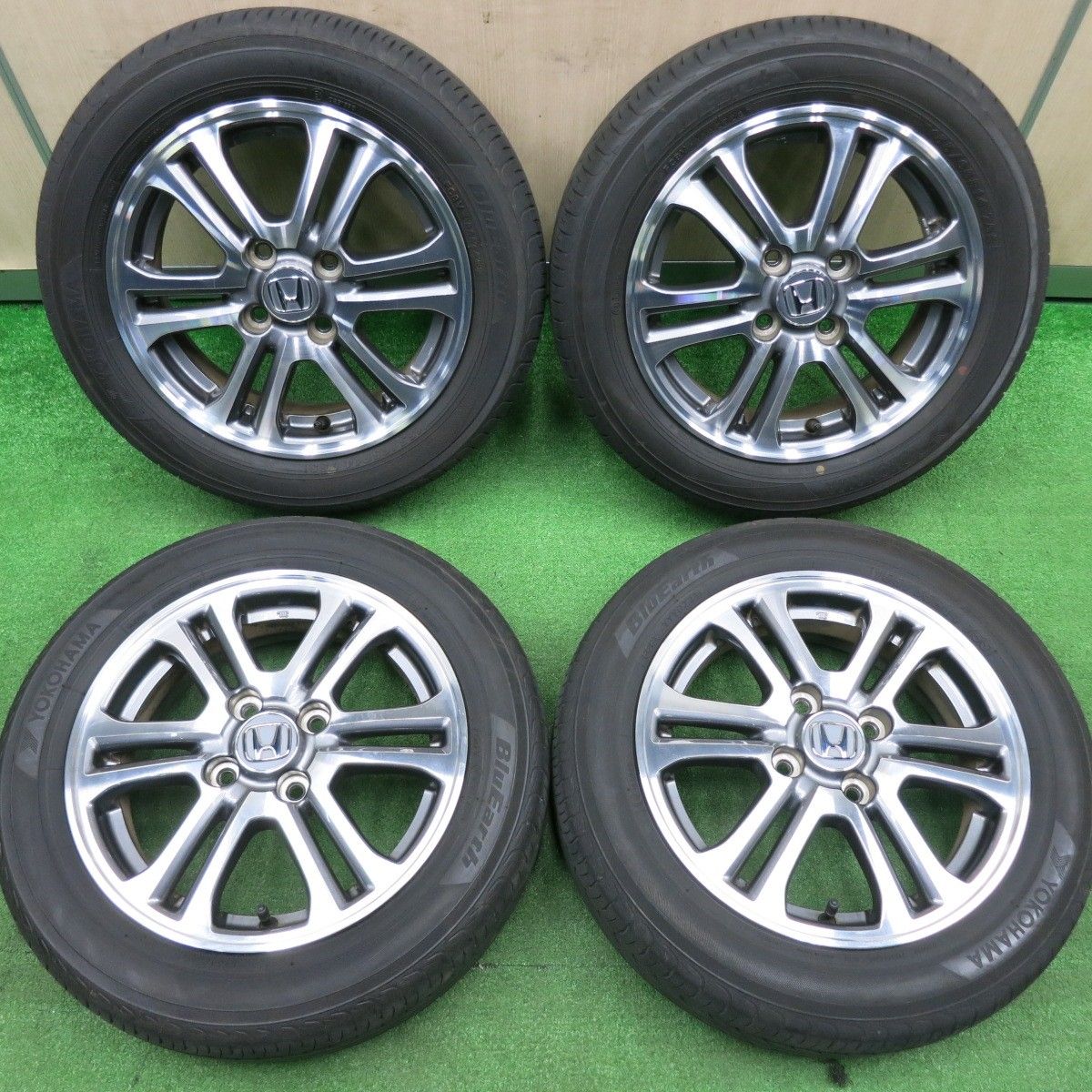 1年使用バリ溝！Nbox純正 アルミ ブルーアースＪＦ1 ワタナベ 15インチ 114.3 5穴 +40 6.5J YOKOHAMA ブルーアース バリ溝