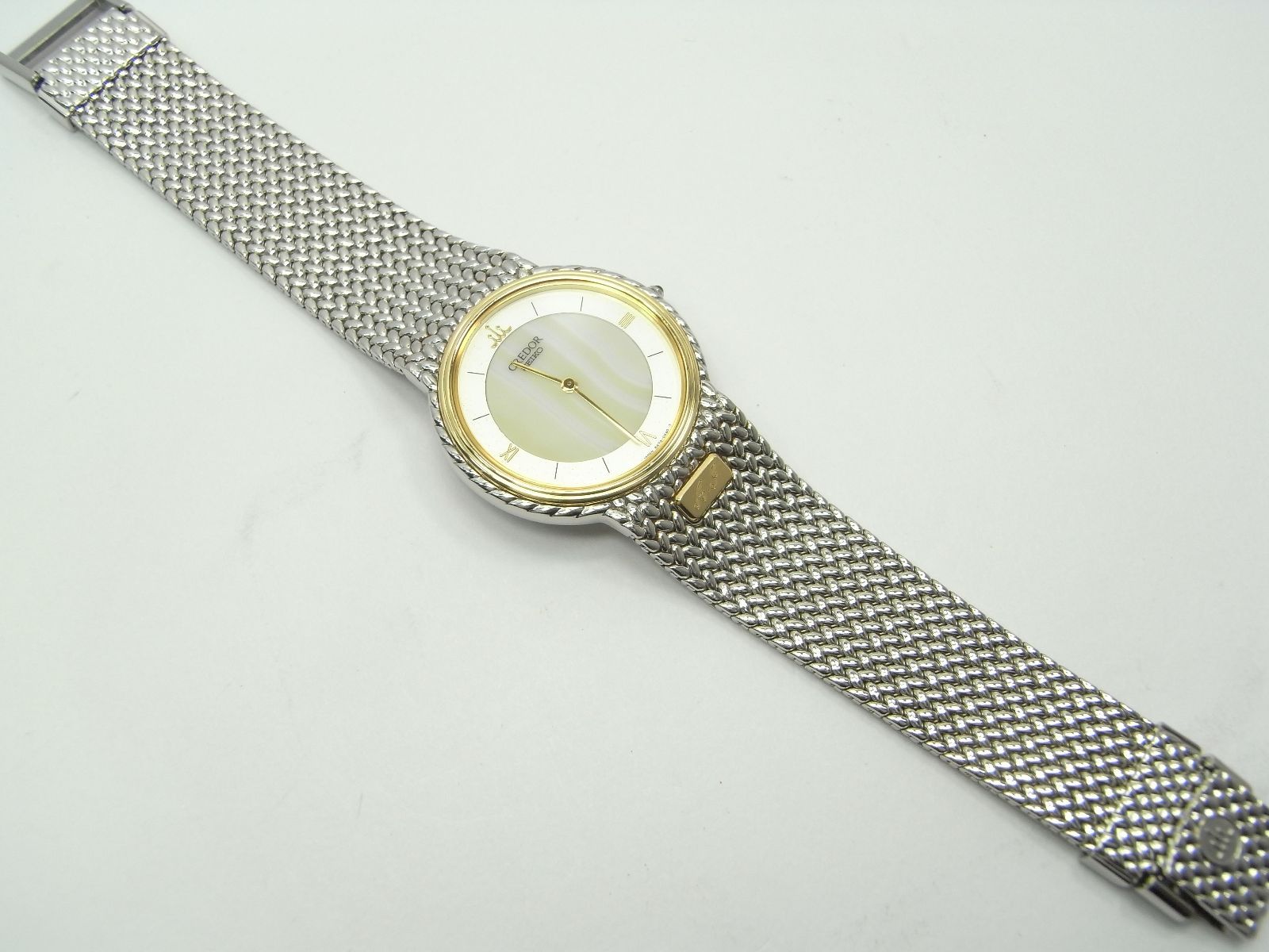 美品】SEIKO ｾｲｺｰ ｸﾚﾄﾞｰﾙ 18KTベゼル 5A74-0240 ﾗｳﾝﾄﾞ ｸｳｫｰﾂ YG