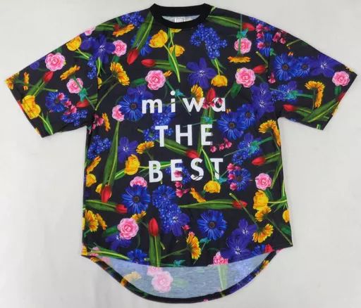 中古】Tシャツ(女性アイドル) miwa デカTシャツ Flower Ver. ブラック