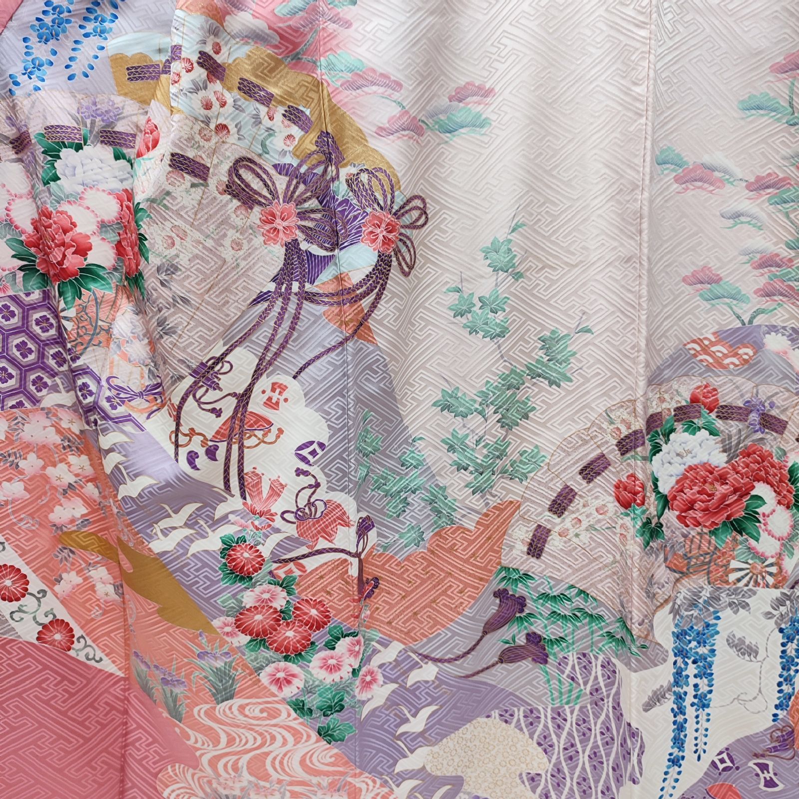 美品　振袖　正絹　綸子　薄ピンク c026_20.jpg